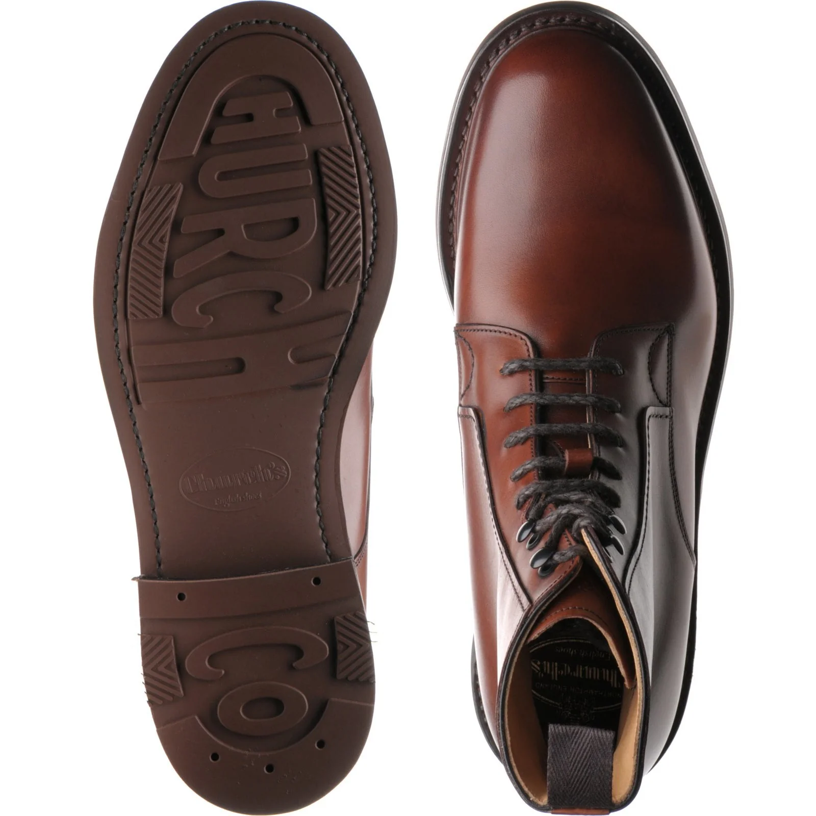 Church Wootton mens rubber-soled boots in brandy calf - Image 3