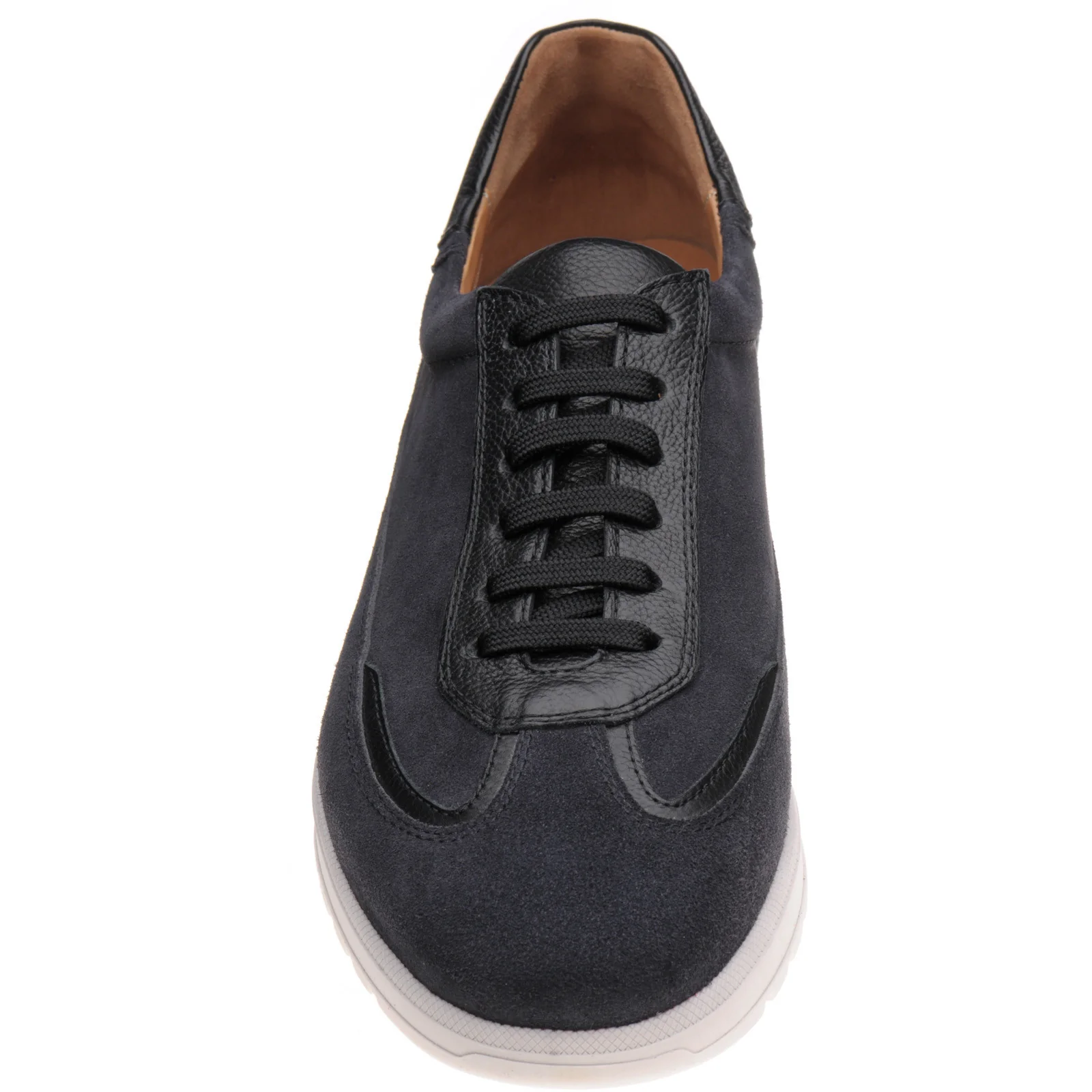 Herring Algarve mens rubber-soled trainers in navy suede and black grain - Image 2