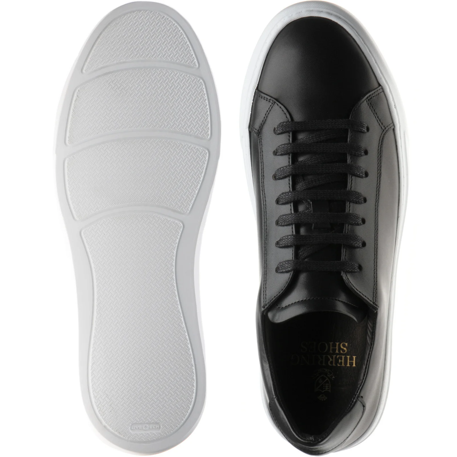 Herring Amalfi mens rubber-soled trainers in black calf - Image 3