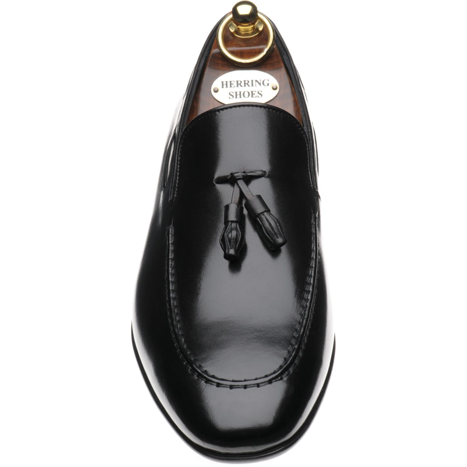 Herring Andalusia mens rubber-soled tasselled loafers in black calf - Image 2