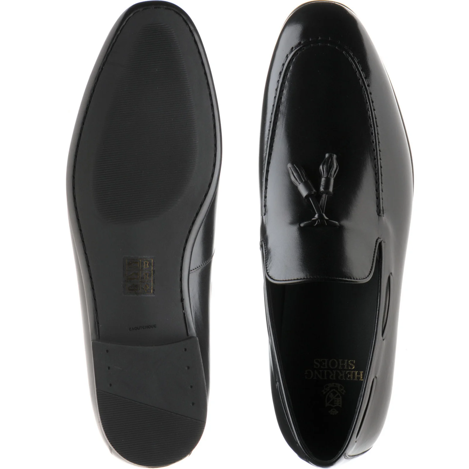 Herring Andalusia mens rubber-soled tasselled loafers in black calf (second) - Image 3