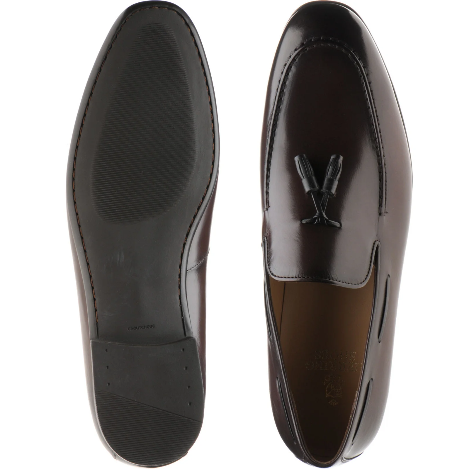 Herring Andalusia mens rubber-soled tasselled loafers in brown calf (second) - Image 3