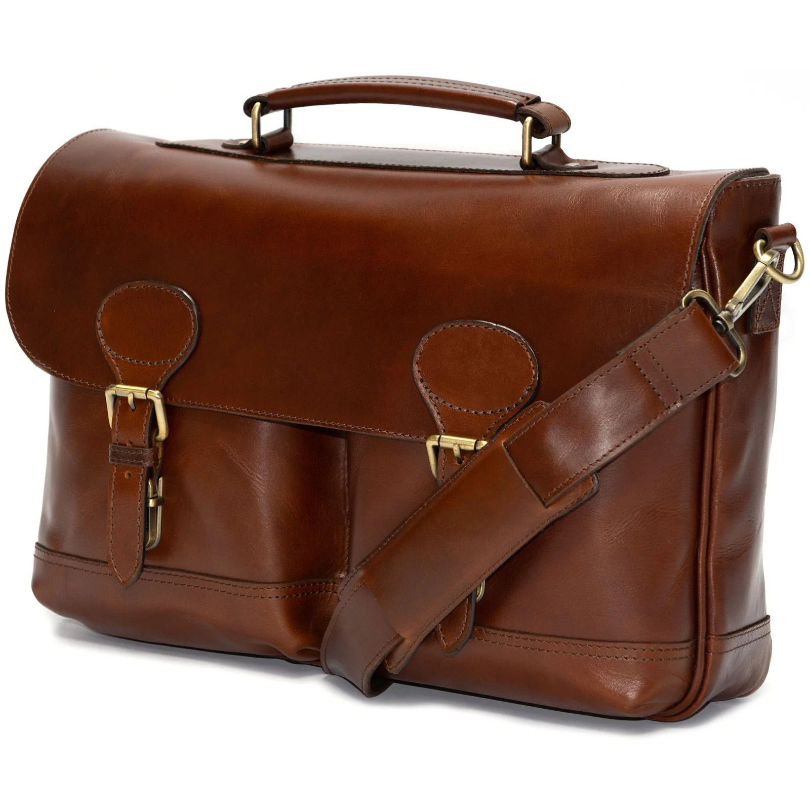 Herring Archway Briefcase in brandy calf