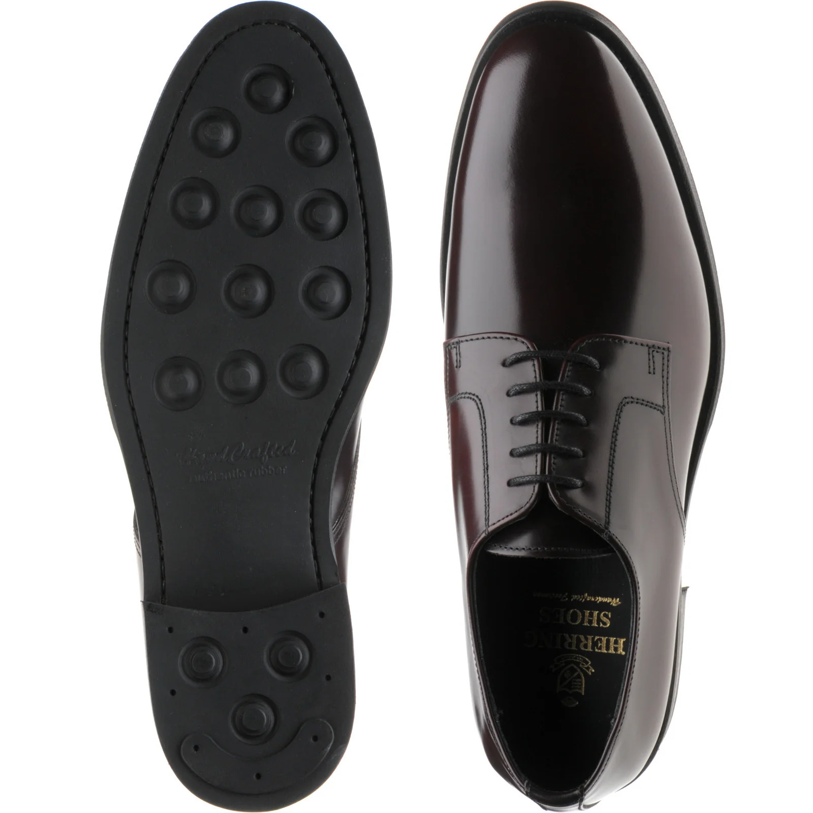 Herring Arundel mens rubber-soled Derby shoes in burgundy polished - Image 3