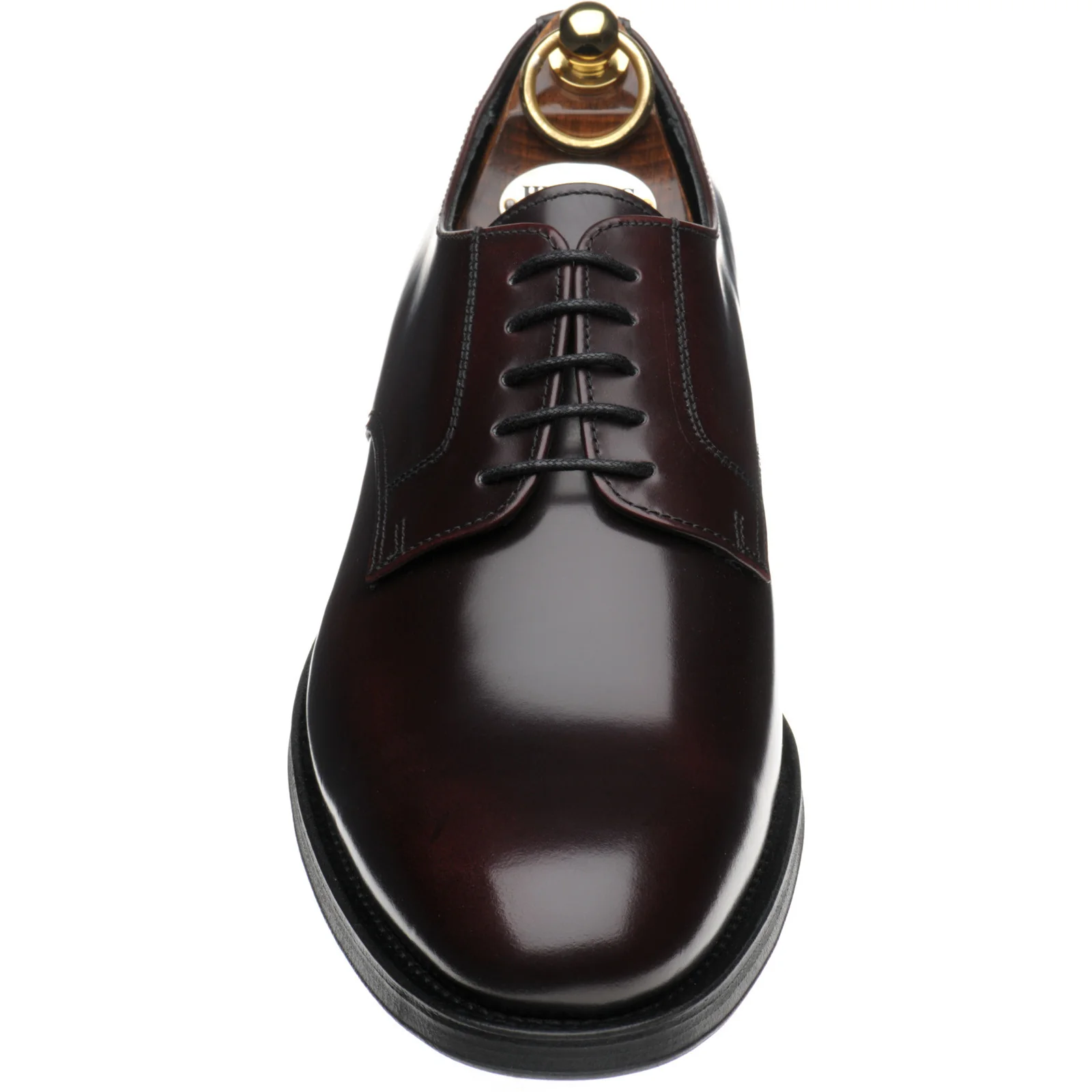 Herring Arundel mens rubber-soled Derby shoes in burgundy polished (second) - Image 2