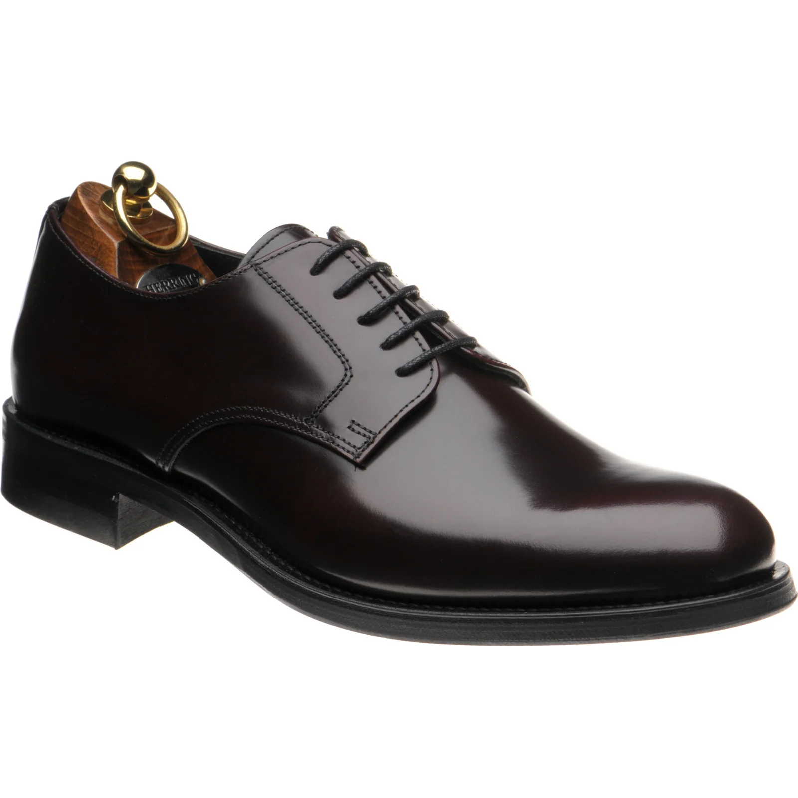 Herring Arundel mens rubber-soled Derby shoes in burgundy polished (second)