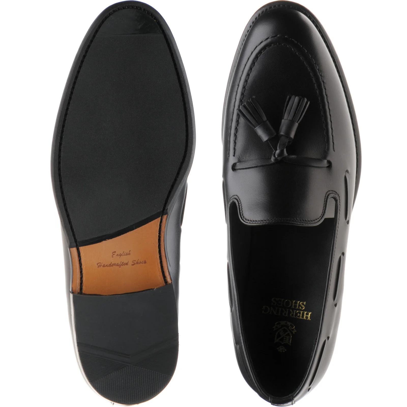 Herring Ascot II mens hybrid-soled tasselled loafers in black calf - Image 3