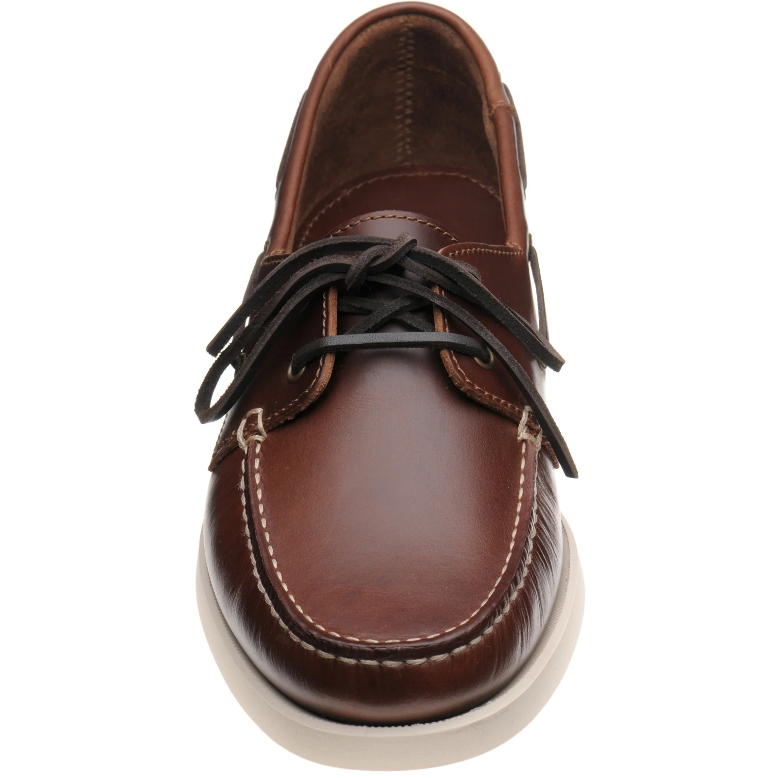 Herring Atlantic mens rubber-soled deck shoes in brown waxy - Image 2