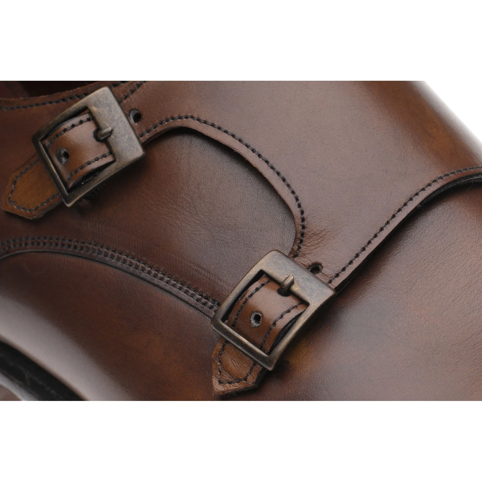 Herring Attlee mens double monk shoes in mahogany calf - Image 4