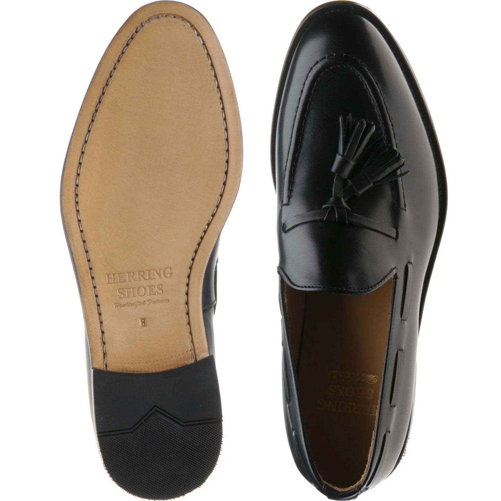 Herring Barcelona III mens tasselled loafers in black calf - Image 3