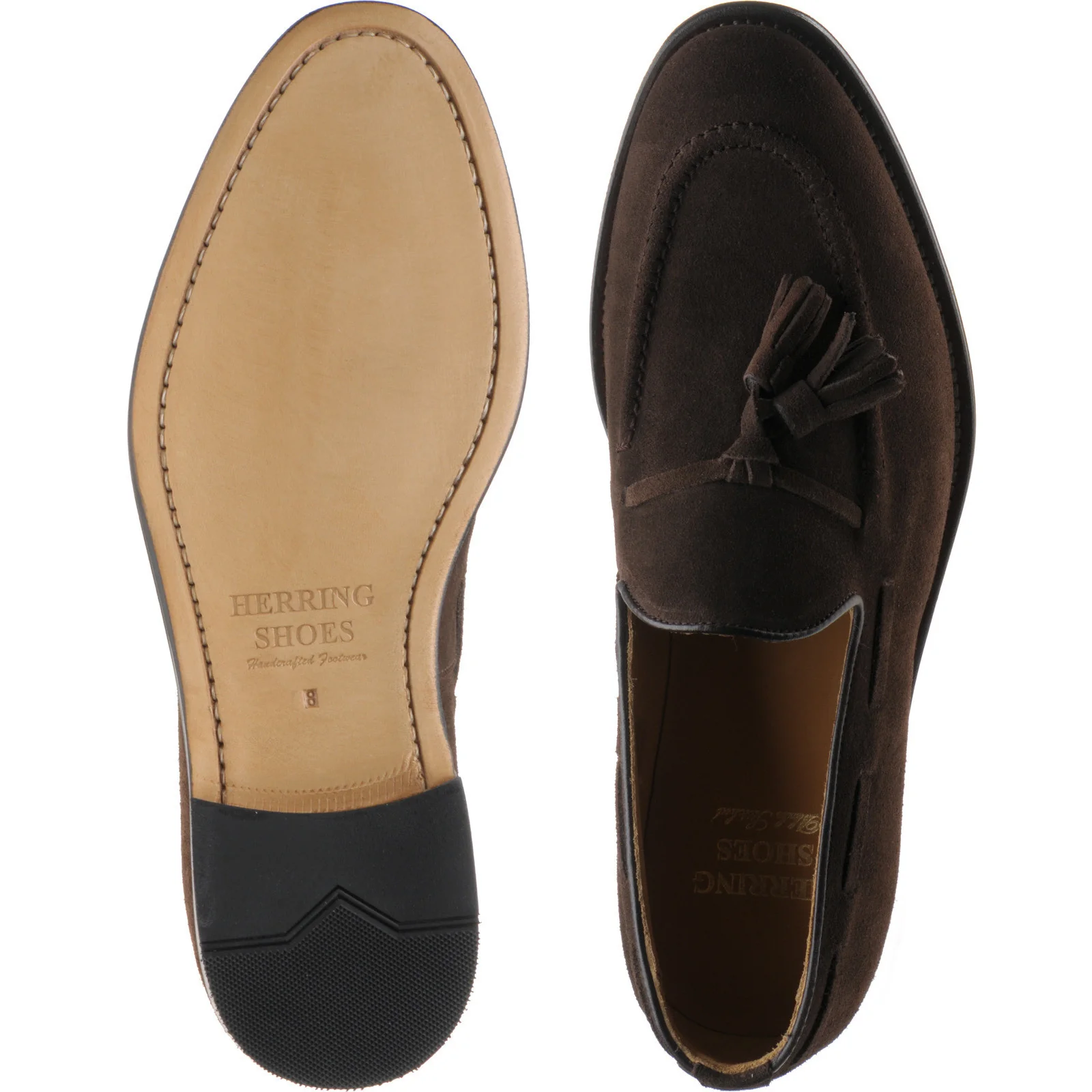 Herring Barcelona III mens tasselled loafers in brown suede - Image 3