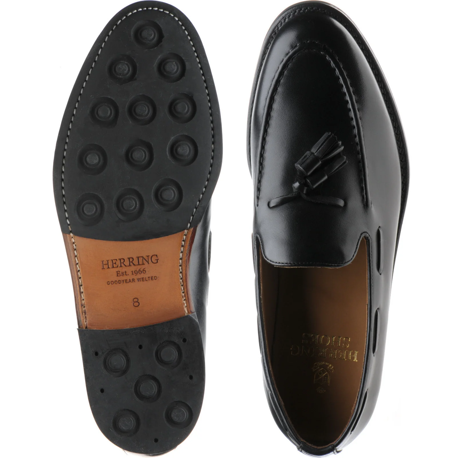Herring Barcelona Rubber mens hybrid-soled loafers in black calf - Image 3