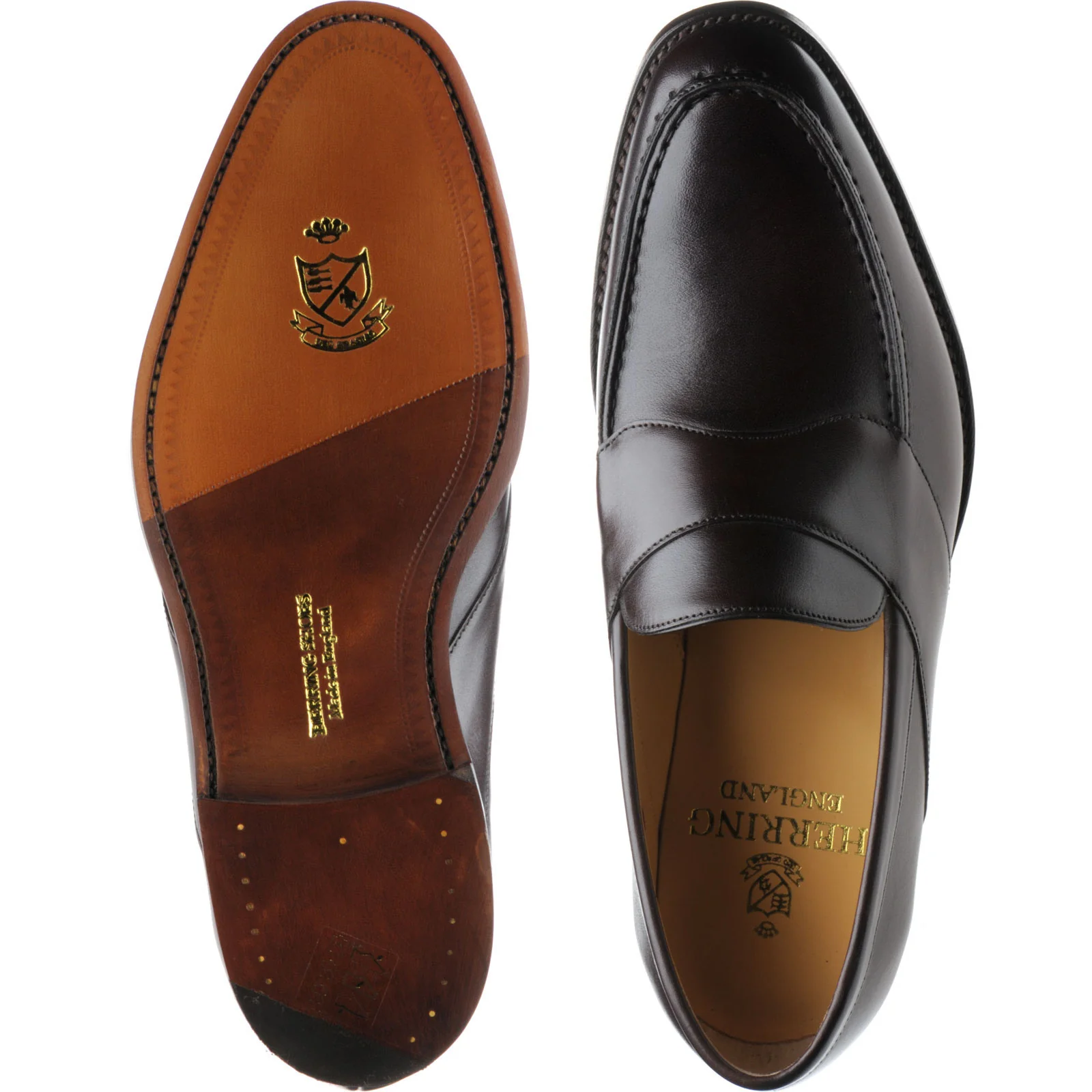 Herring Barnaby mens loafers in dark walnut (second) - Image 3