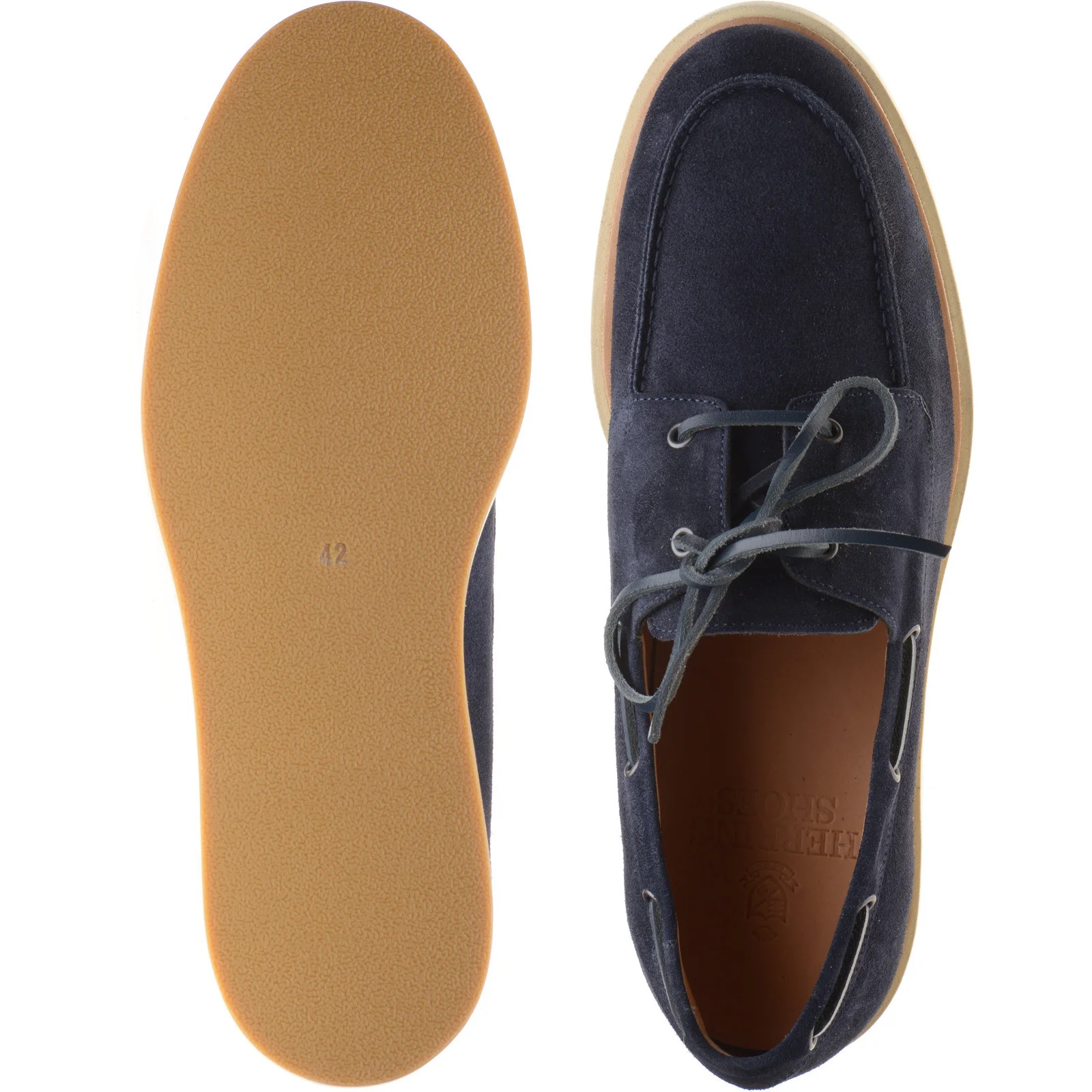Herring Bayard mens rubber-soled deck shoes in navy suede - Image 3