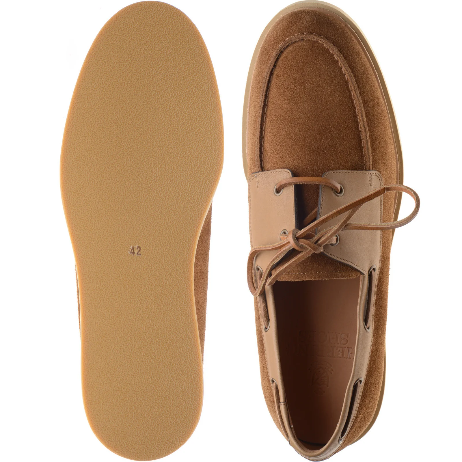 Herring Bayard mens rubber-soled deck shoes in tan suede - Image 3