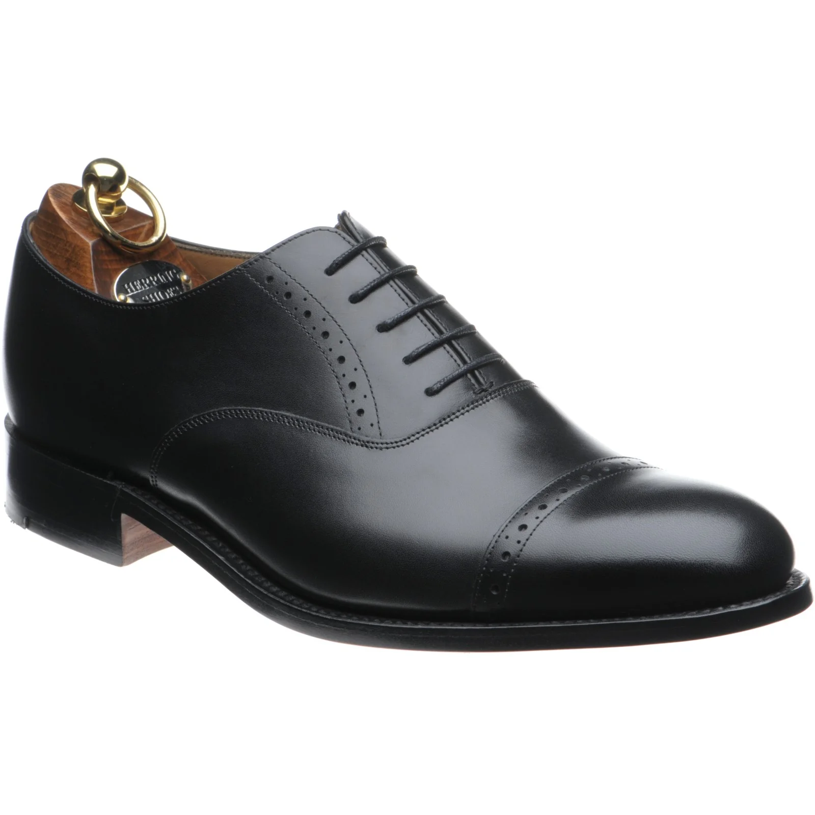 Herring Belgravia mens semi-brogues in black calf (second)
