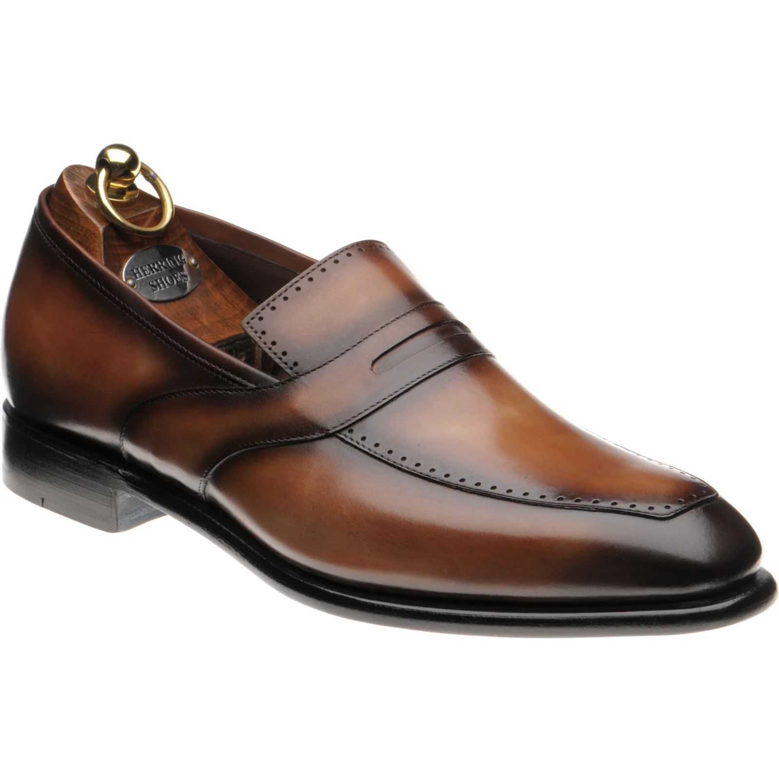 Herring Belmont mens loafers in chestnut calf