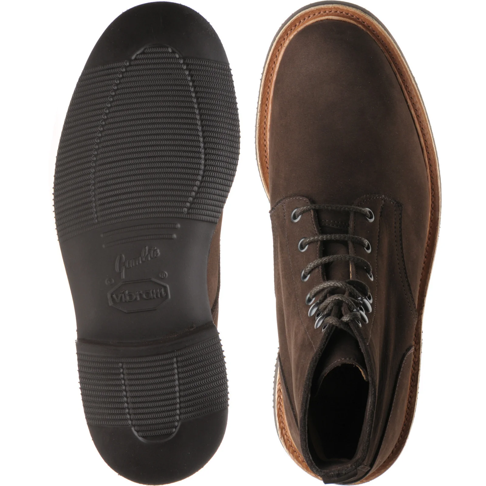 Herring Bernwood mens rubber-soled boots in dark brown hydro nubuck - Image 3