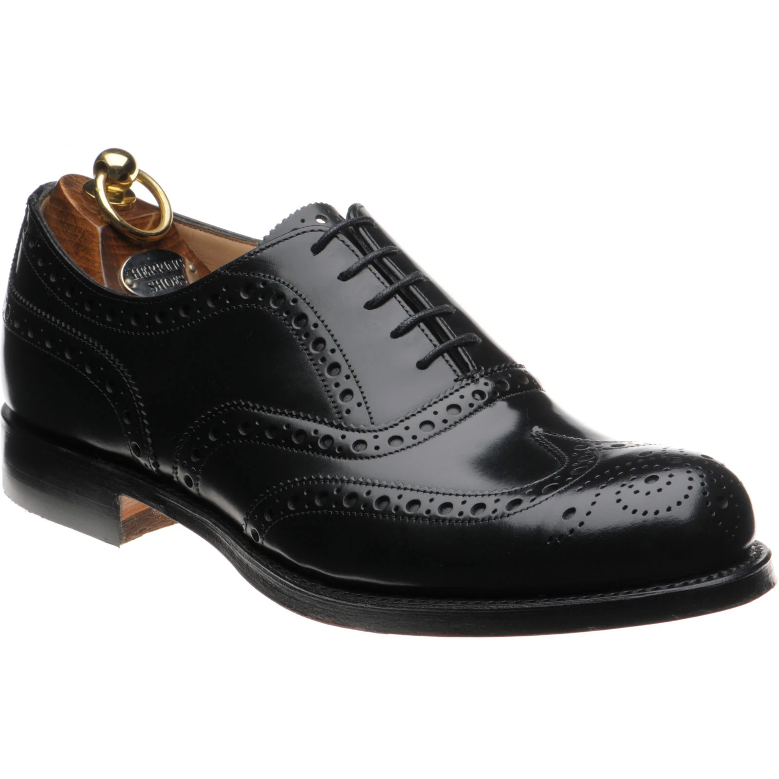 Herring Birchwood mens brogues in black polished