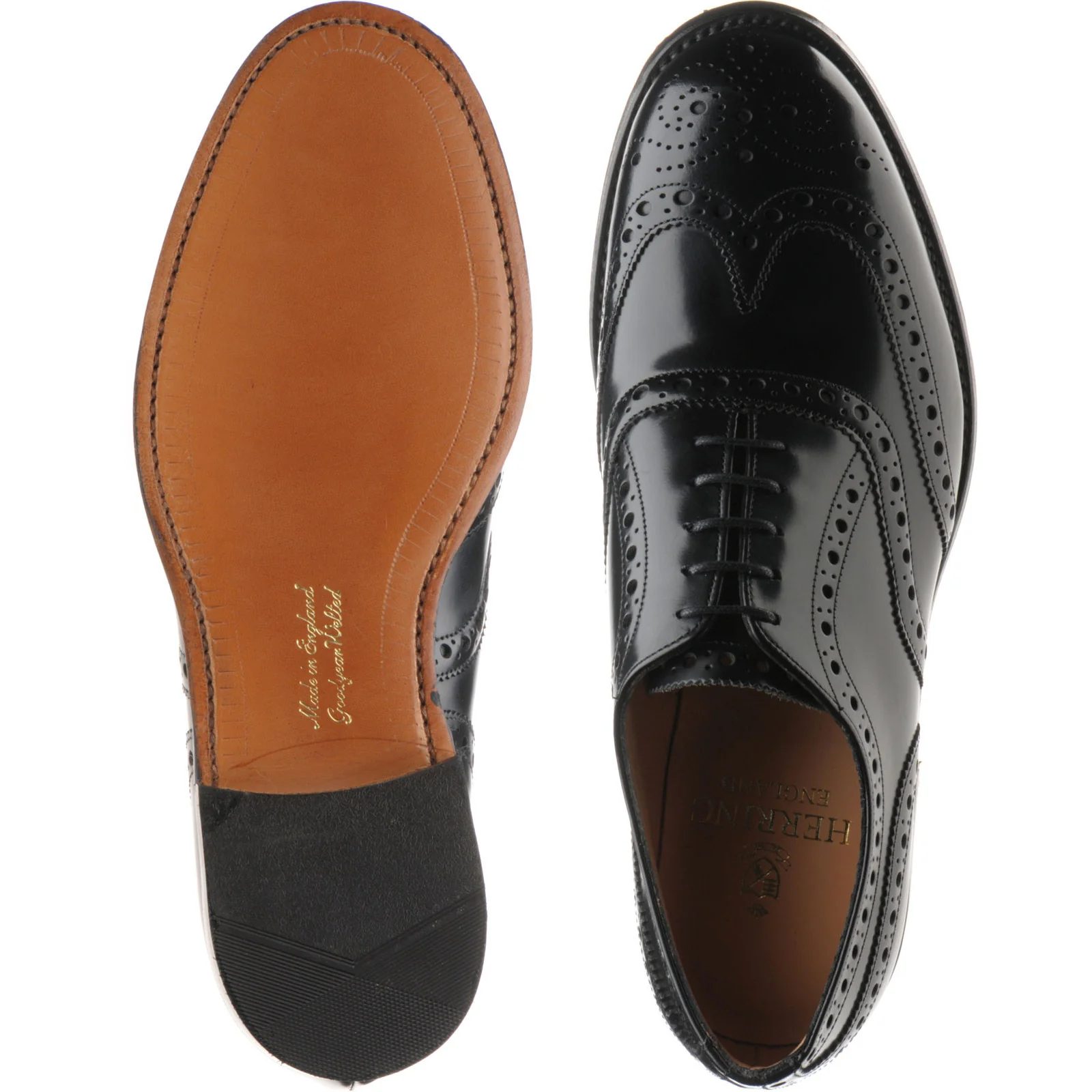 Herring Birchwood mens brogues in black polished - Image 3