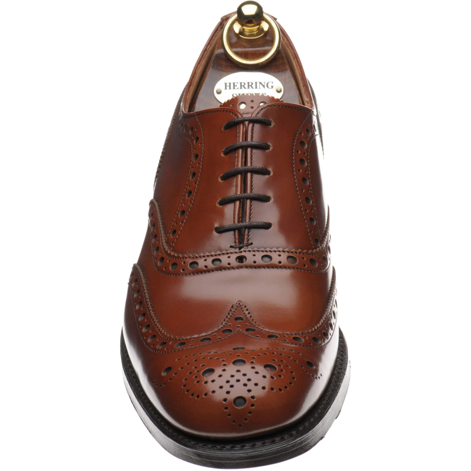 Herring Birchwood mens brogues in santalum brown polished - Image 2