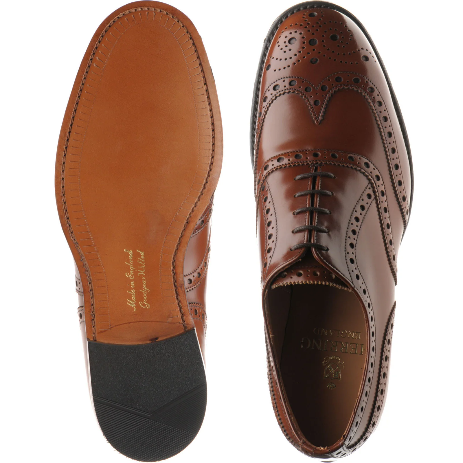 Herring Birchwood mens brogues in santalum brown polished - Image 3