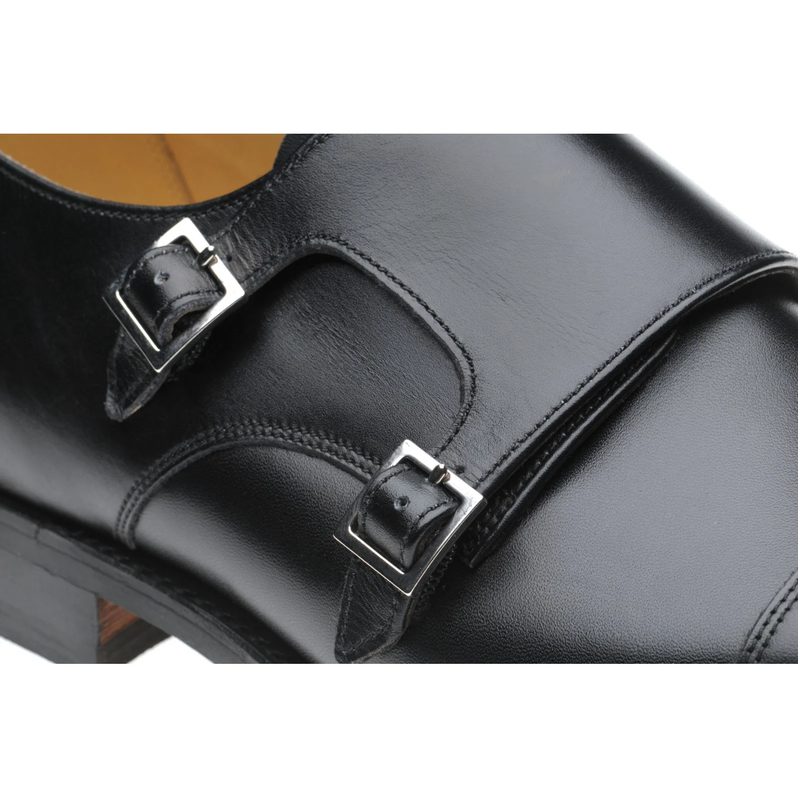 Herring Bishop mens rubber-soled double monk shoes in black calf - Image 4