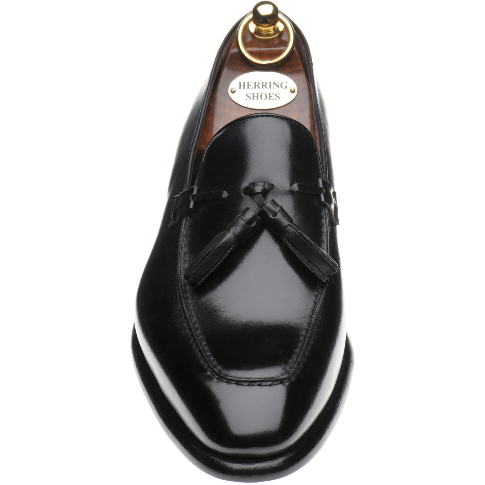 Herring Blackheath mens tasselled loafers in black calf - Image 2