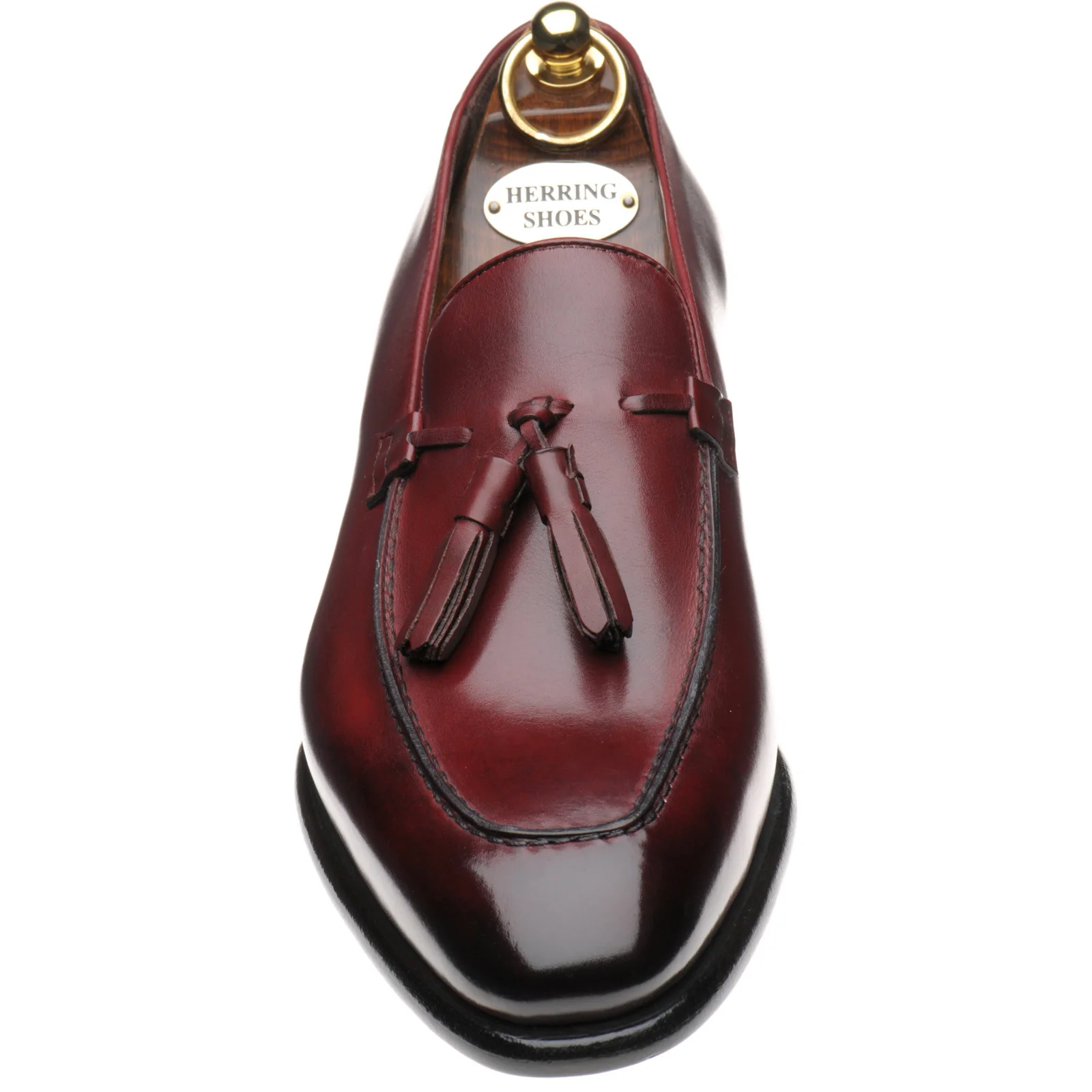 Herring Blackheath mens tasselled loafers in burgundy calf - Image 2