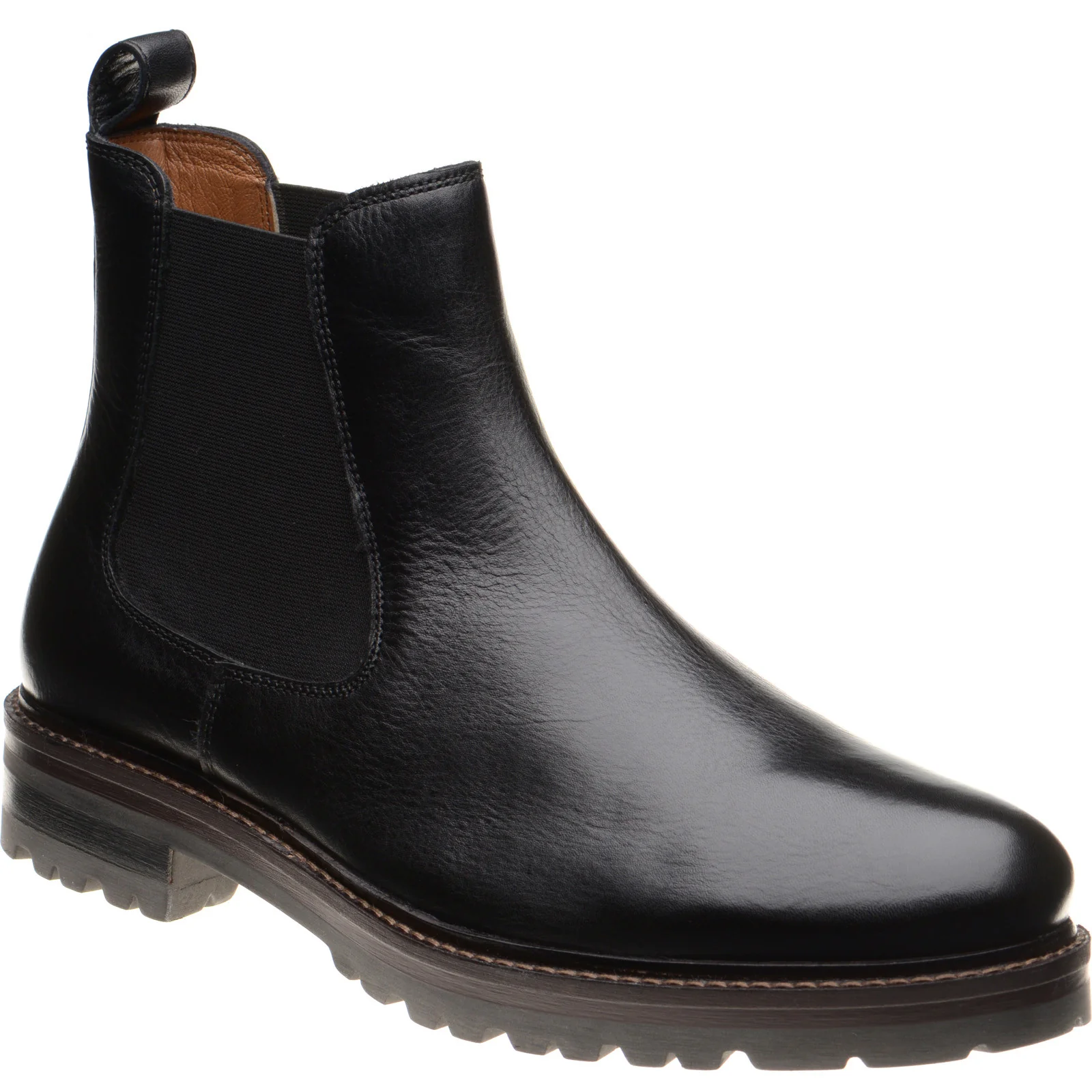 Herring Bragg mens rubber-soled Chelsea boots in black grain