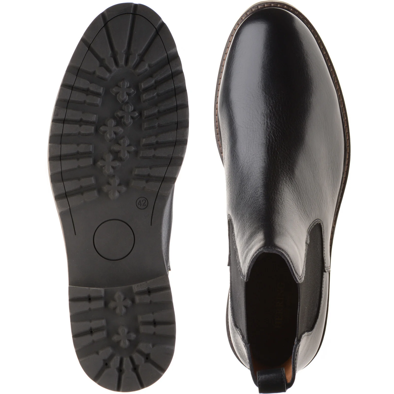 Herring Bragg mens rubber-soled Chelsea boots in black grain (second) - Image 3