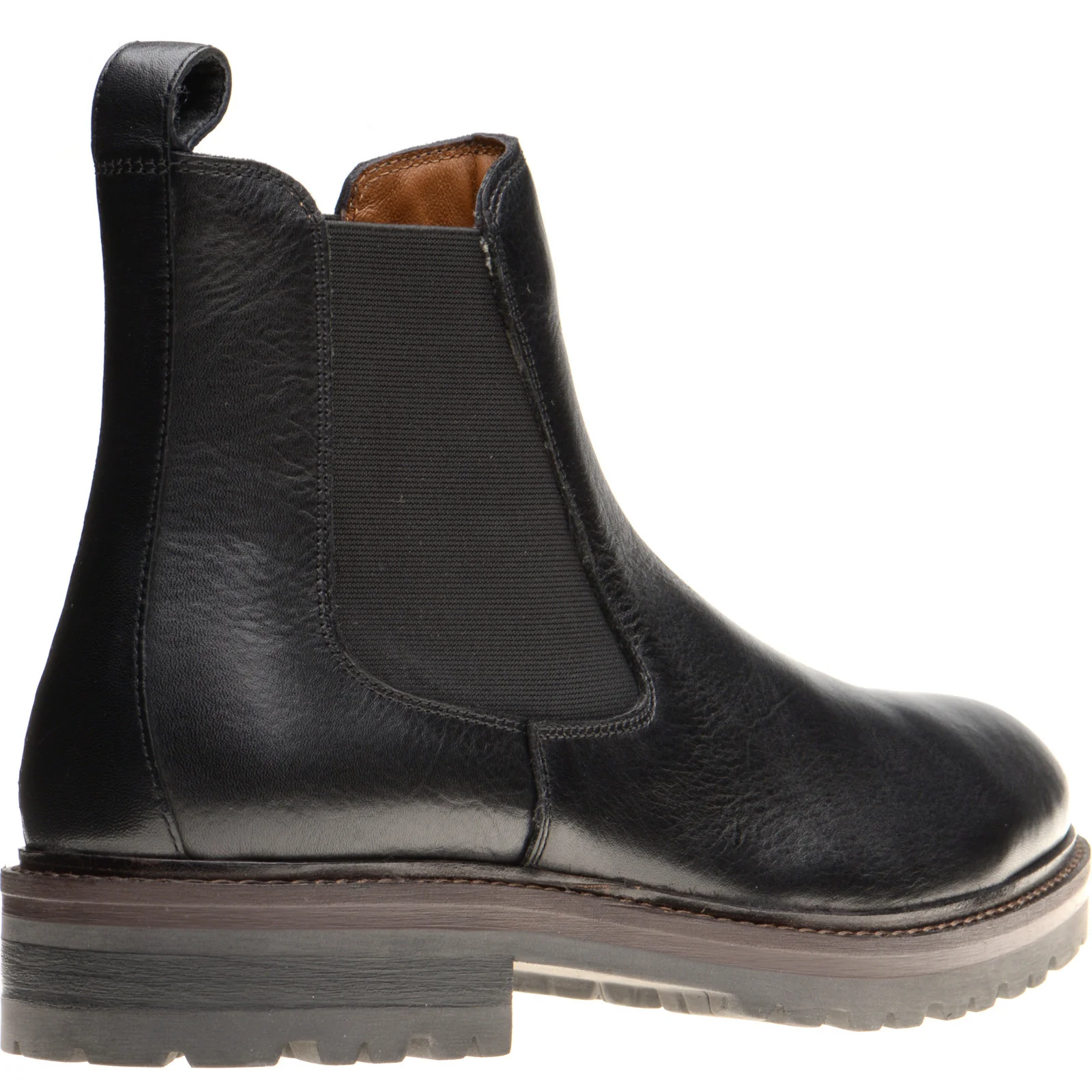 Herring Bragg mens rubber-soled Chelsea boots in black grain (second) - Image 4