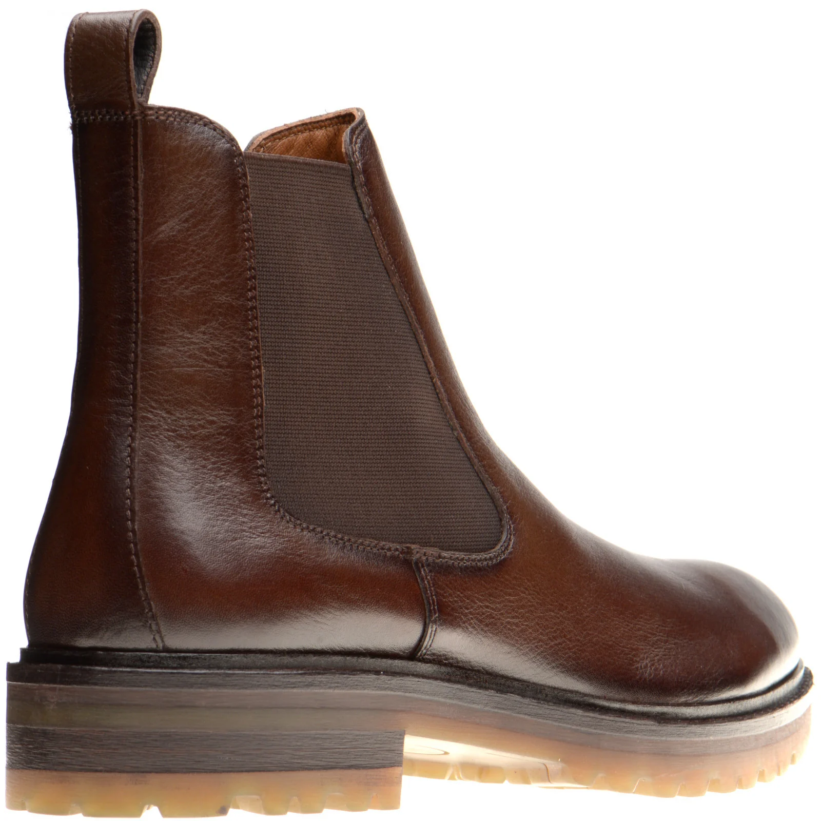 Herring Bragg mens rubber-soled Chelsea boots in brown grain - Image 4