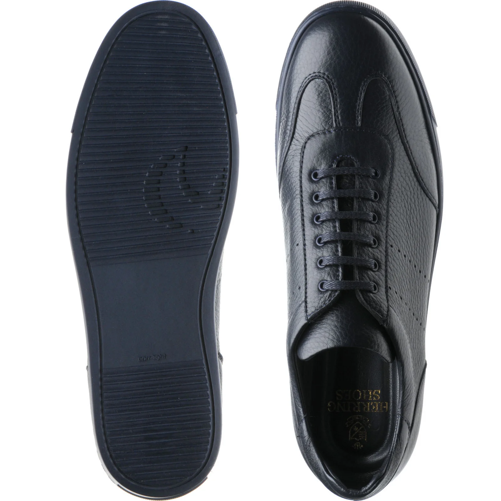 Herring Brendon mens rubber-soled trainers in navy grain calf - Image 3