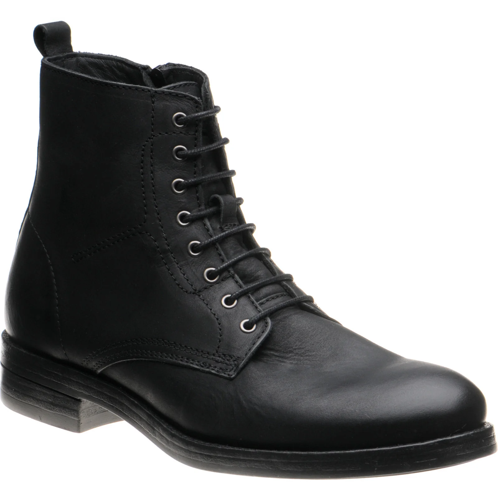 Herring Bridges mens rubber-soled boots in black waxy calf