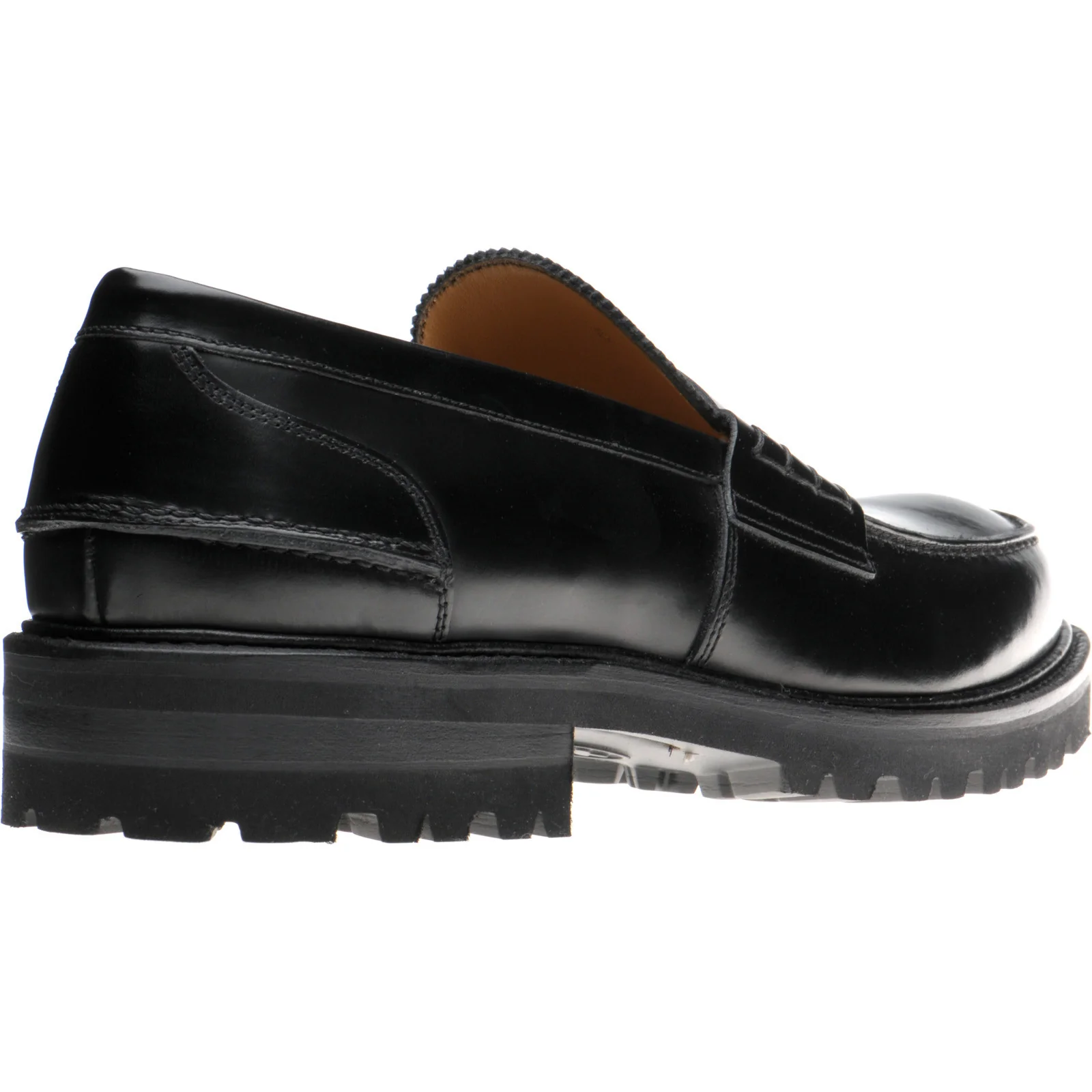 Herring Brighton II mens rubber-soled loafers in black polished (second) - Image 4