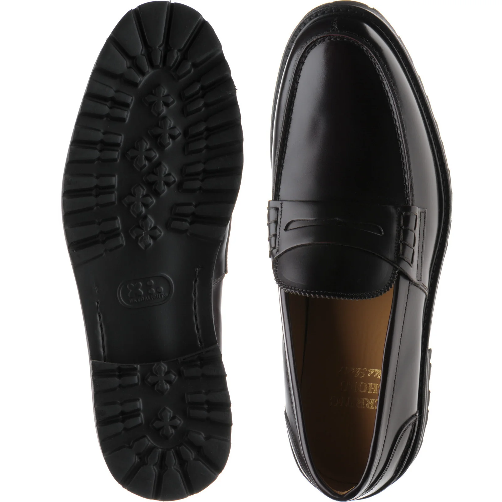 Herring Brighton II mens rubber-soled loafers in burgundy polished - Image 3