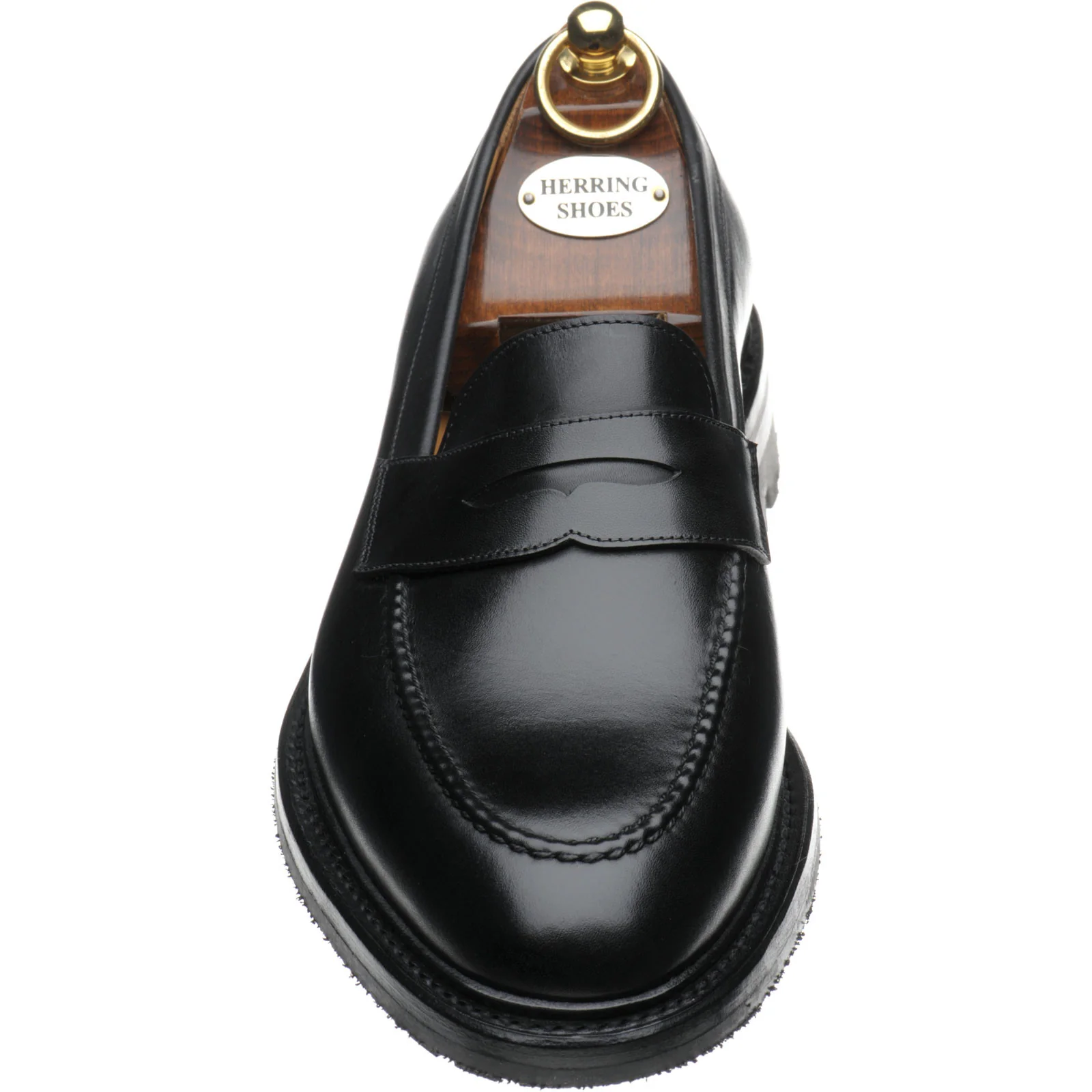 Herring Brighton mens rubber-soled loafers in black calf - Image 2