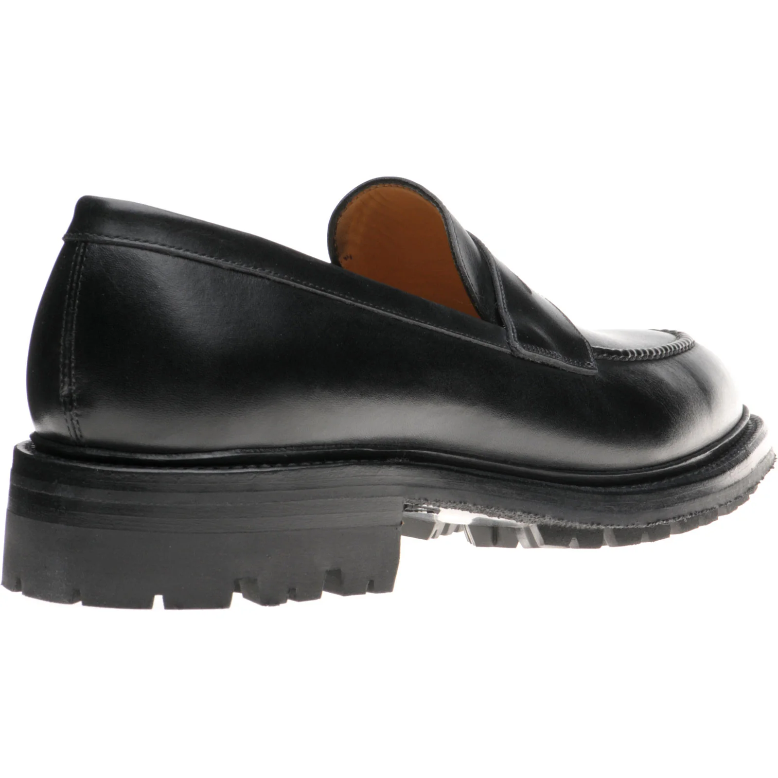 Herring Brighton mens rubber-soled loafers in black calf - Image 4