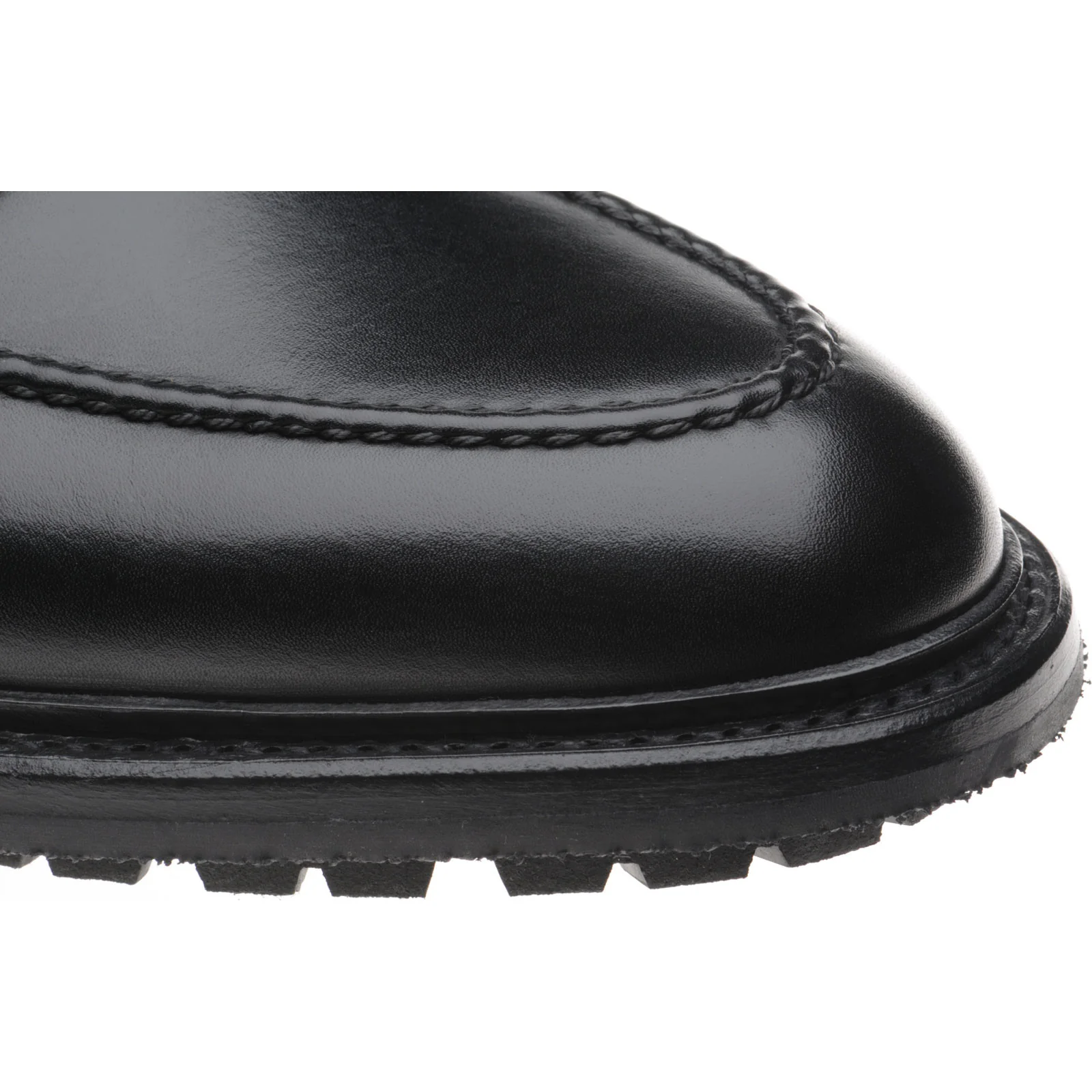 Herring Brighton mens rubber-soled loafers in black calf - Image 5