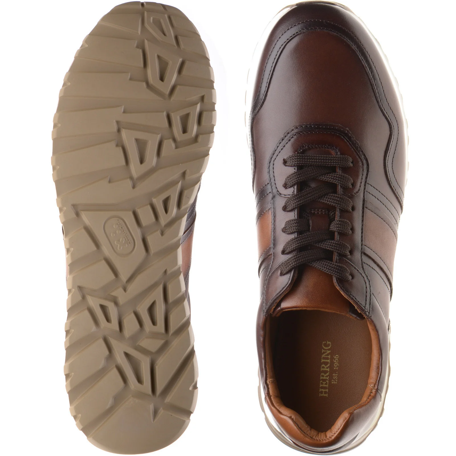 Herring Brisbane mens rubber-soled in brown and tan - Image 3