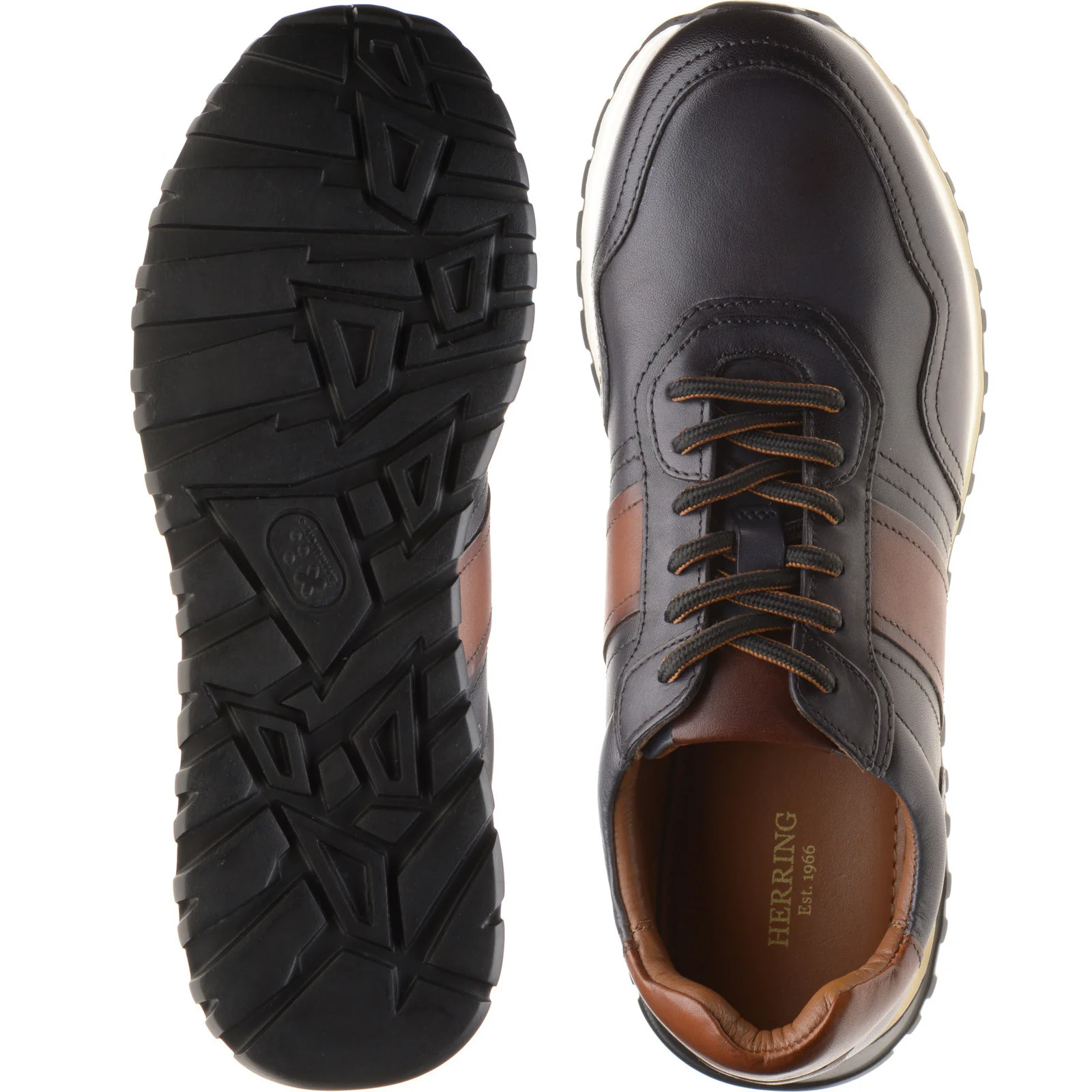 Herring Brisbane mens rubber-soled in dark grey and tan - Image 3