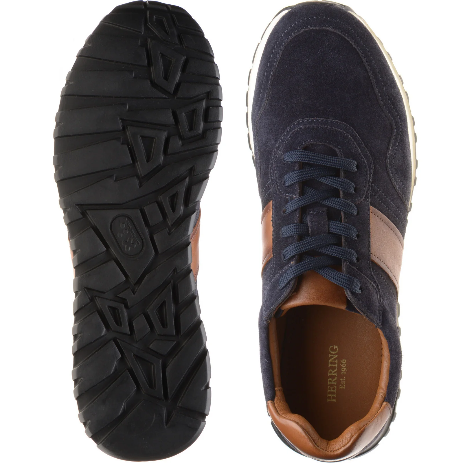 Herring Brisbane mens rubber-soled in navy suede and tan - Image 3