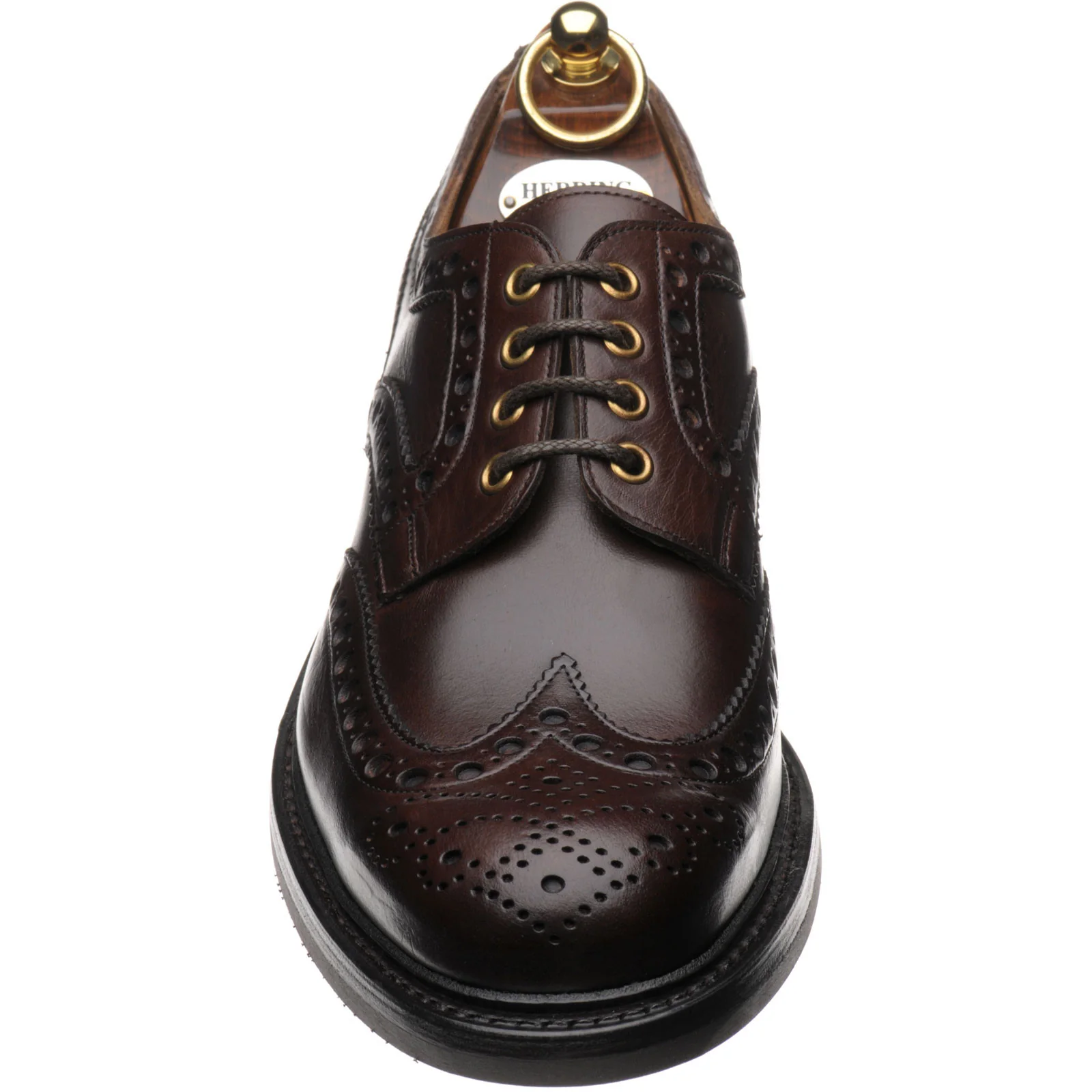 Herring Burford R mens rubber-soled brogues in brown waxy - Image 2