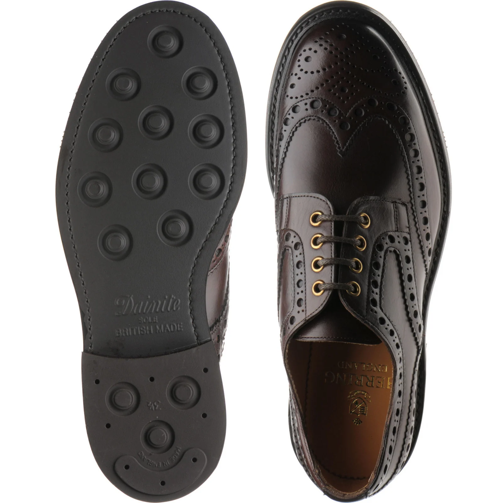 Herring Burford R mens rubber-soled brogues in brown waxy - Image 3