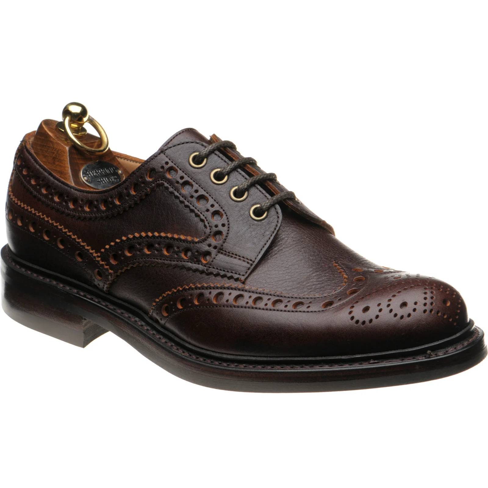 Herring Burford R mens rubber-soled brogues in whisky kudu