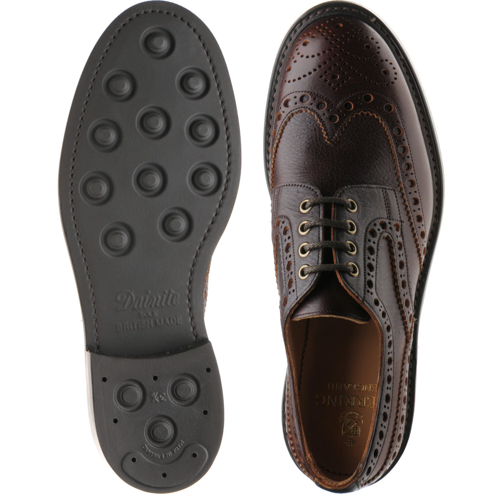 Herring Burford R mens rubber-soled brogues in whisky kudu - Image 3