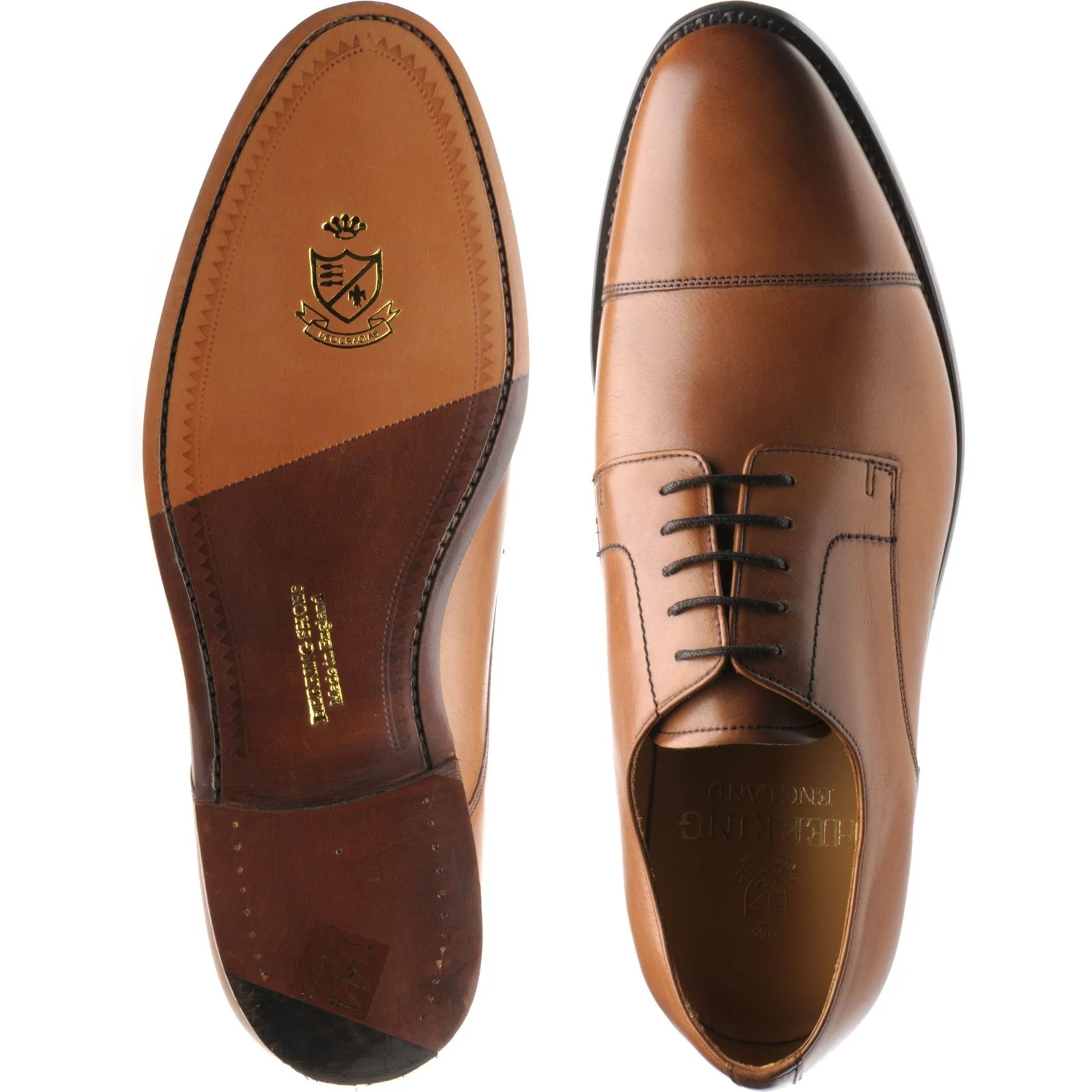 Herring Burlington mens Derby shoes in conker calf - Image 3