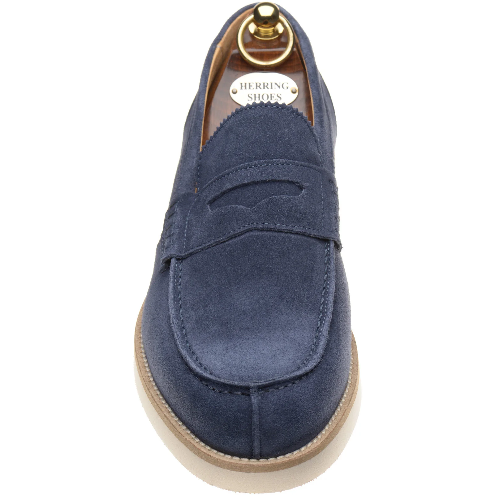 Herring Burrow mens rubber-soled loafers in blue suede - Image 2