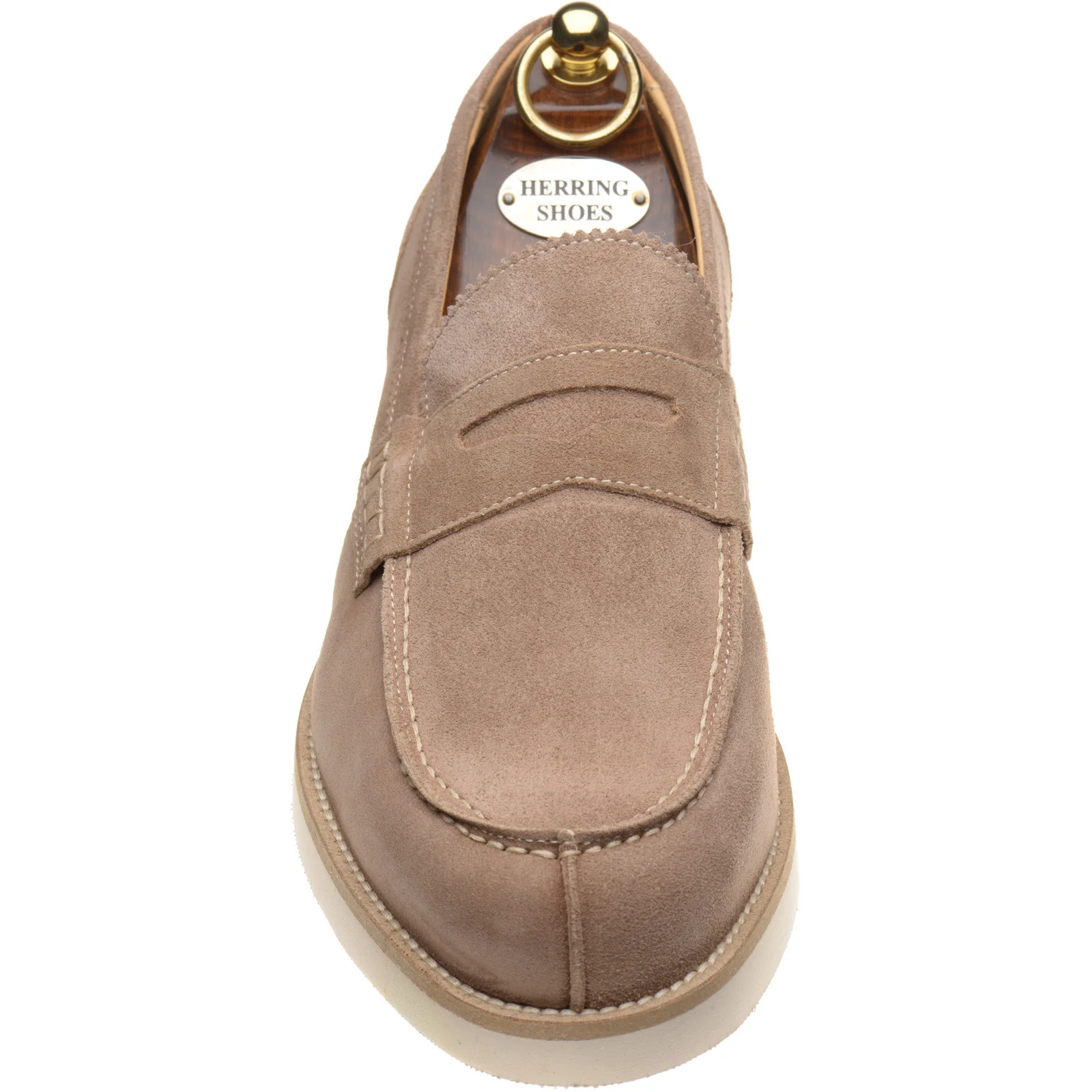 Herring Burrow mens rubber-soled loafers in taupe suede - Image 2